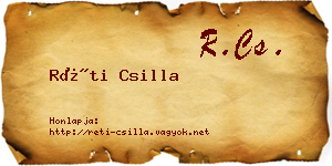 Réti Csilla névjegykártya